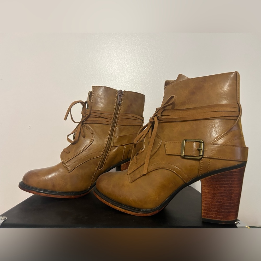 Brown heeled boots